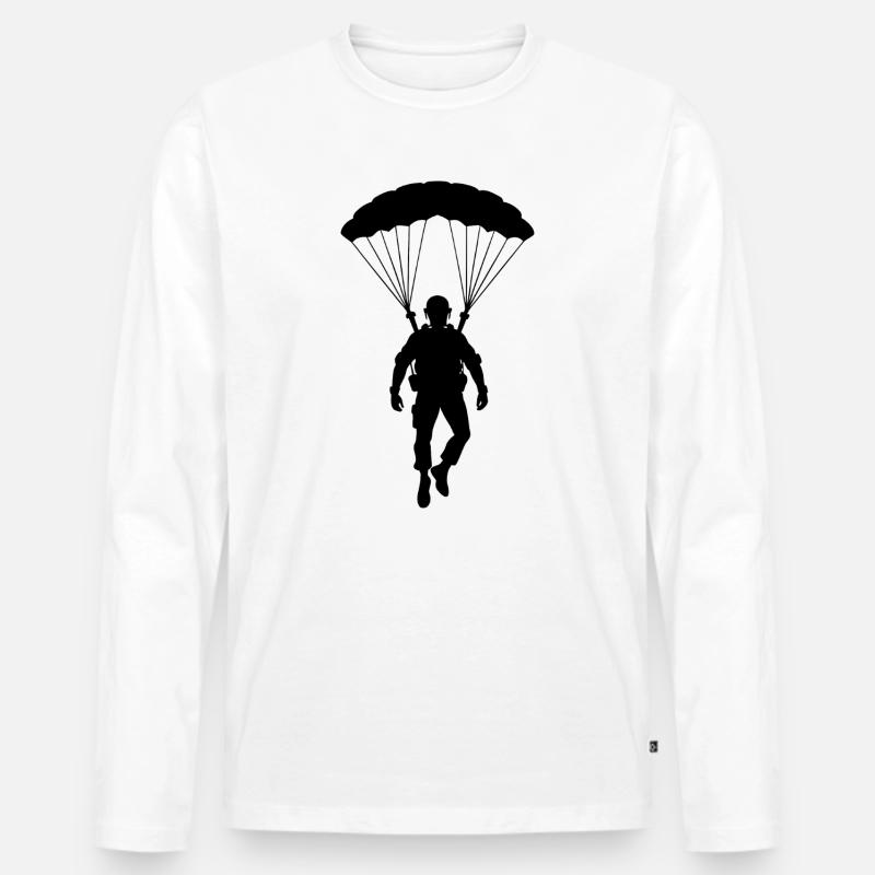 Fallschirmjäger - Männer Premium Bio Langarmshirt - Weiß