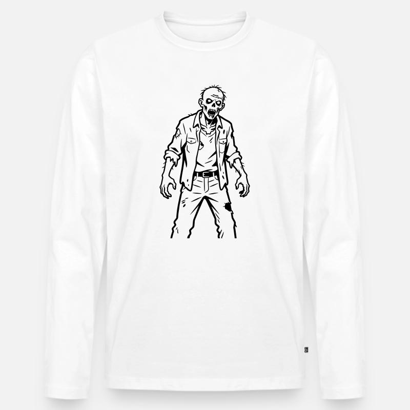 Zombie - Männer Premium Bio Langarmshirt - Weiß