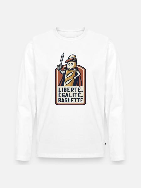 La baguette patriote 🇫🇷 - T-shirt manches longues Premium bio Homme - blanc