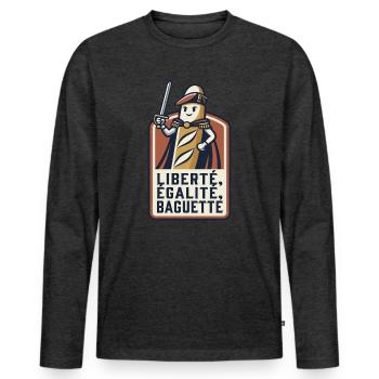 La baguette patriote 🇫🇷 - T-shirt manches longues Premium bio Homme - anthracite chiné - Devant - Nico (187cm)