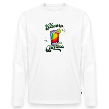 Cheers to the Queers - Männer Premium Bio Langarmshirt - Weiß - Vorne - Nico (187cm)