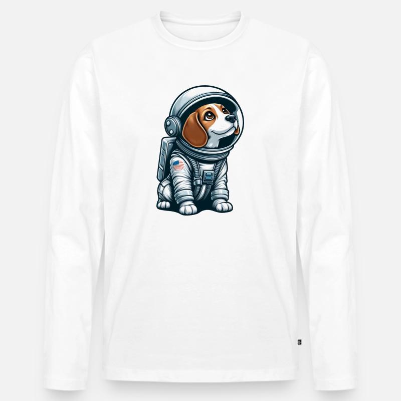 Beagle Astronaut im Weltall - Männer Premium Bio Langarmshirt - undefined