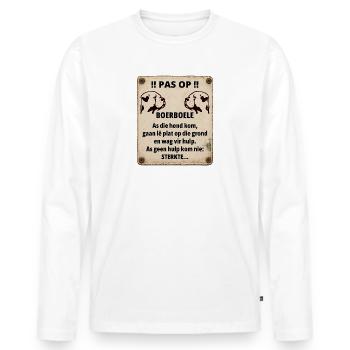 Boerboel Warning Sign – Humor with Bite - Men's Premium Organic Long Sleeve Shirt - white - Front - Nico (187cm)