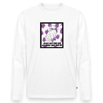 Feministisches Katzen-Statement No Negative Vibes - Männer Premium Bio Langarmshirt - Weiß - Vorne - Nico (187cm)