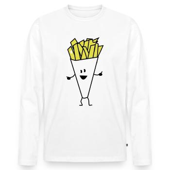 french fries - Männer Premium Bio Langarmshirt - Weiß - Vorne - Nico (187cm)
