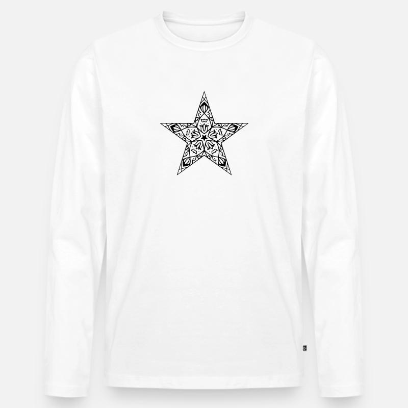 Stern Mandala - Männer Premium Bio Langarmshirt - Weiß