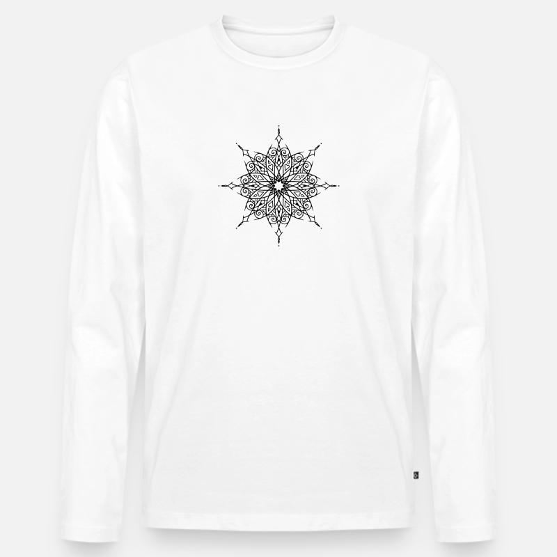 Blume Mandala - Männer Premium Bio Langarmshirt - Weiß