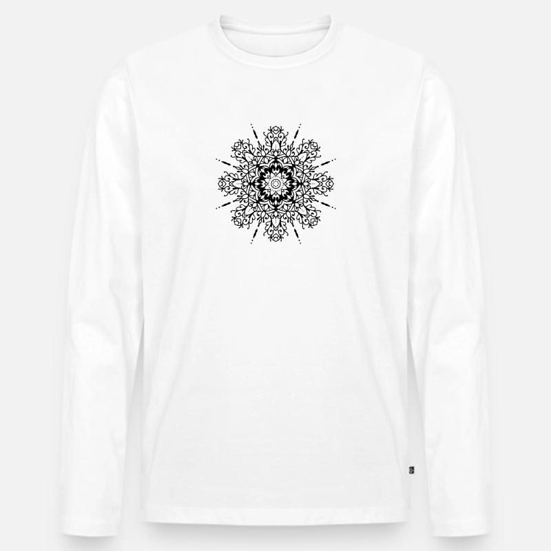 Blumen Mandala - Männer Premium Bio Langarmshirt - Weiß