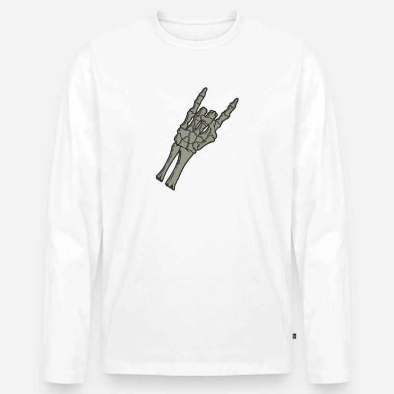 Rock and Roll Knochenhand - Männer Premium Bio Langarmshirt - Weiß