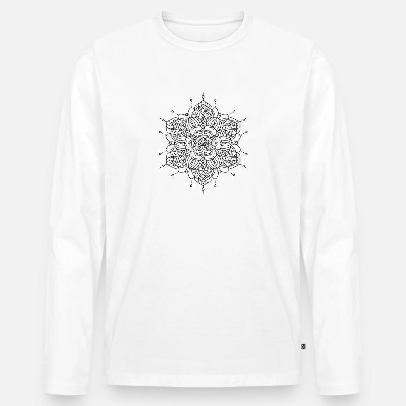 Blumen Mandala - Männer Premium Bio Langarmshirt - Weiß