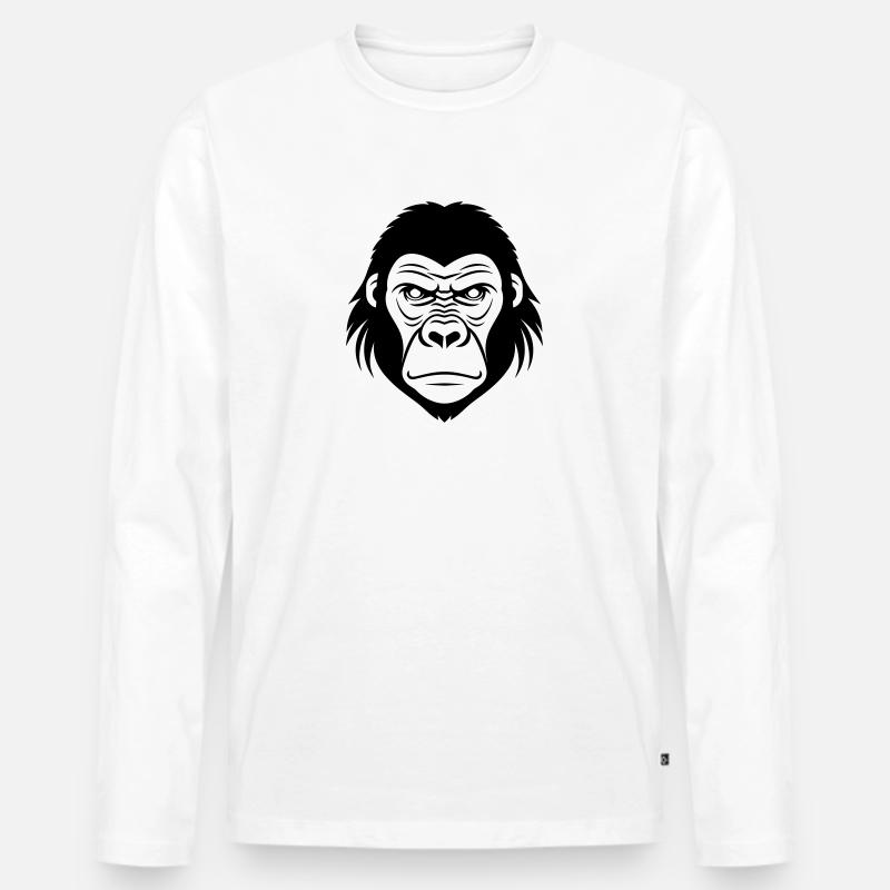 Gorilla - Männer Premium Bio Langarmshirt - Weiß