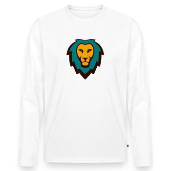 Lion Mascot Logo - Men's Premium Organic Long Sleeve Shirt - white - Front - Nico (187cm)