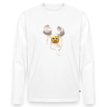 Fried egg with and broken eggshell - Men's Premium Organic Long Sleeve Shirt - white - Front - Nico (187cm)