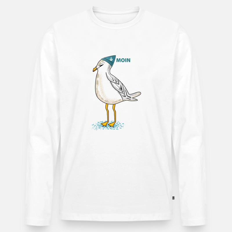 Möwe (b) - Männer Premium Bio Langarmshirt - Weiß