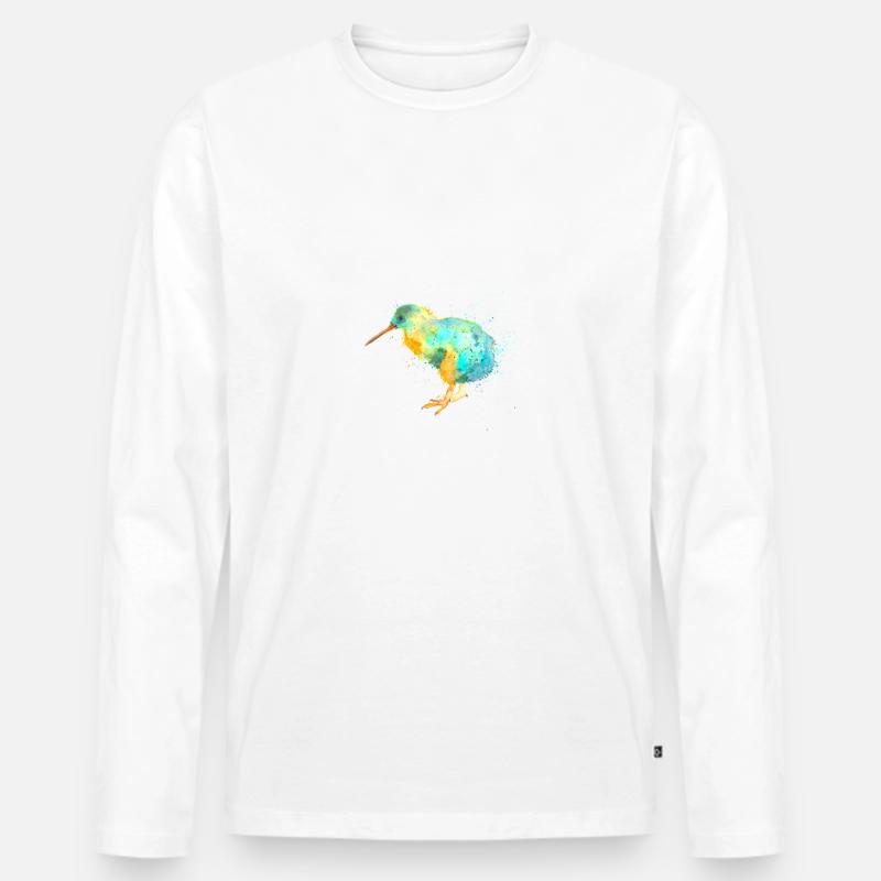 Kiwi - Männer Premium Bio Langarmshirt - Weiß