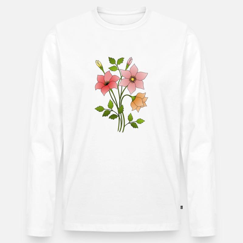 Blumen - Männer Premium Bio Langarmshirt - Weiß