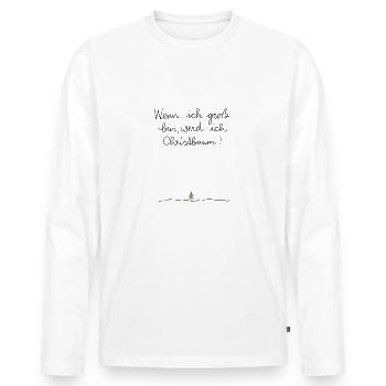 Wenn ich gross bin, werde ich Christbaum - Männer Premium Bio Langarmshirt - Weiß - Vorne - Nico (187cm)