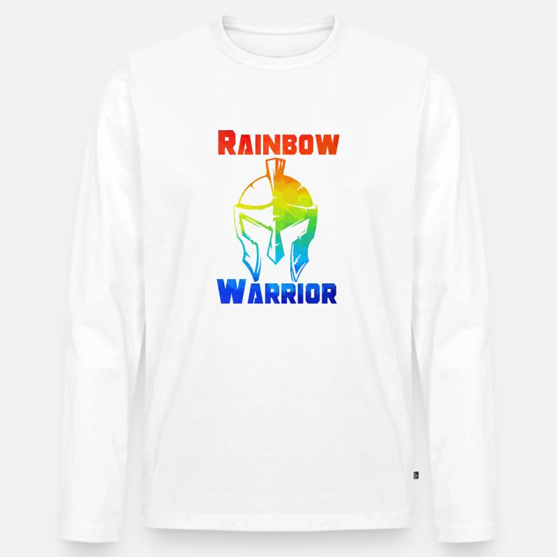 Rainbow Warrior - Männer Premium Bio Langarmshirt - Weiß