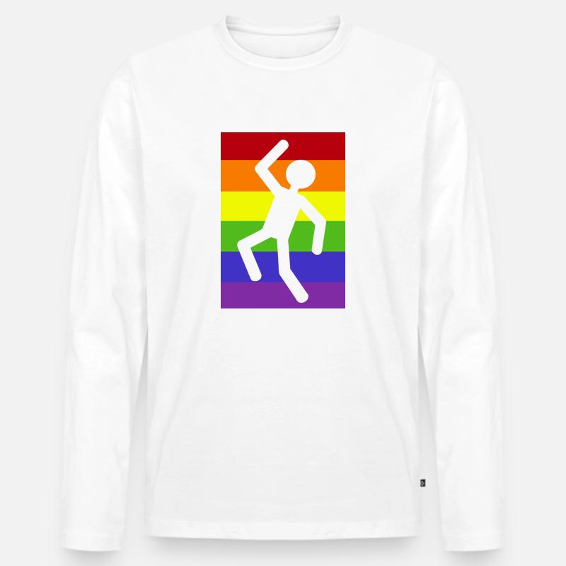 Mann auf Regenbogenhintergrund - Männer Premium Bio Langarmshirt - Weiß