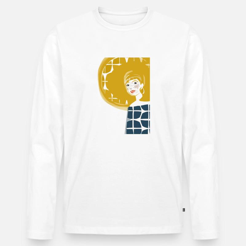 Sonne im Haar - Männer Premium Bio Langarmshirt - Weiß