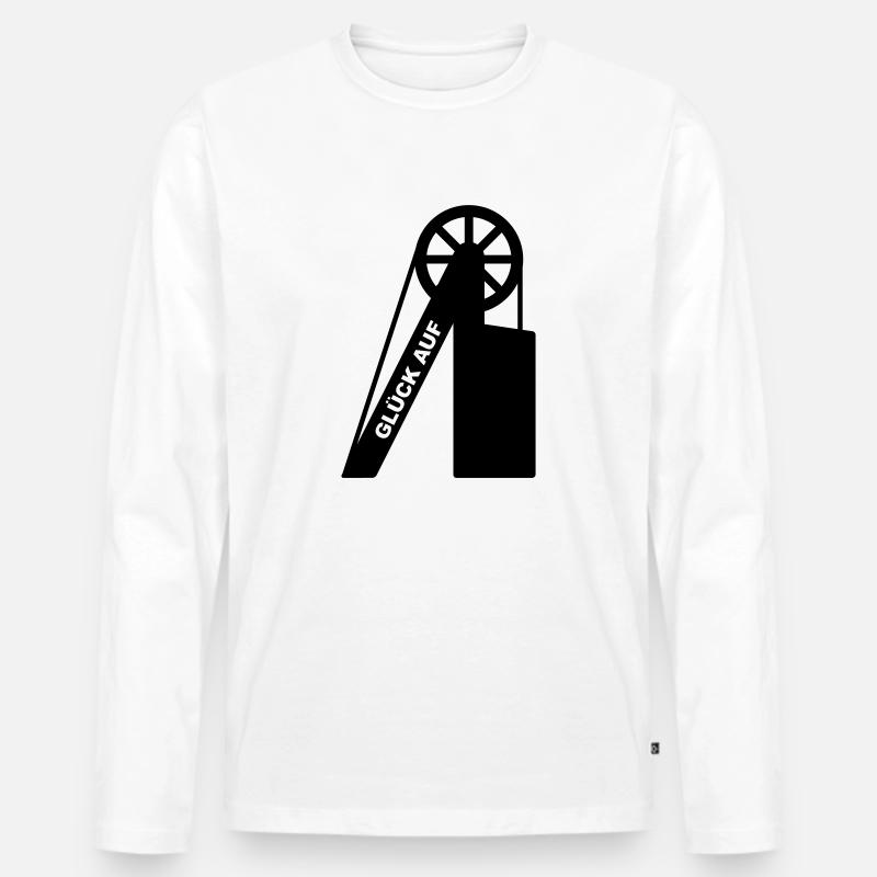 Glück Auf Förderturm - Männer Premium Bio Langarmshirt - Weiß