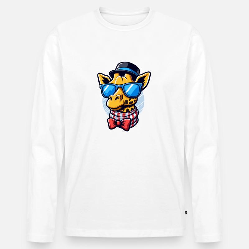 Coole Giraffe - Männer Premium Bio Langarmshirt - Weiß