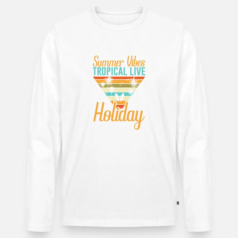 summer vibes Typography - Männer Premium Bio Langarmshirt - Weiß