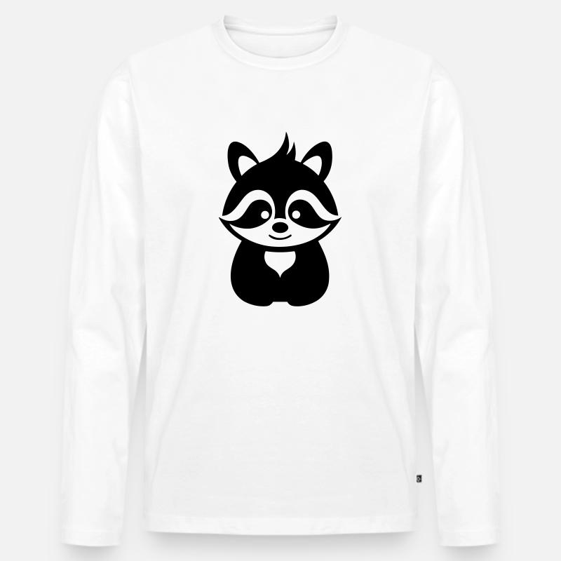 Waschbär - Männer Premium Bio Langarmshirt - Weiß