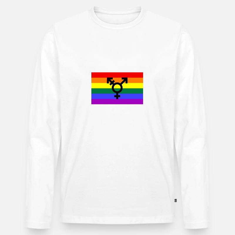 Pride Flagge mit Geschlechterzeichen - Männer Premium Bio Langarmshirt - Weiß