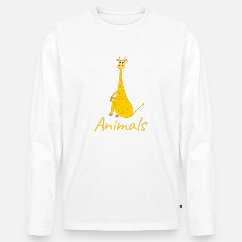 Giraffe - Männer Premium Bio Langarmshirt - Weiß