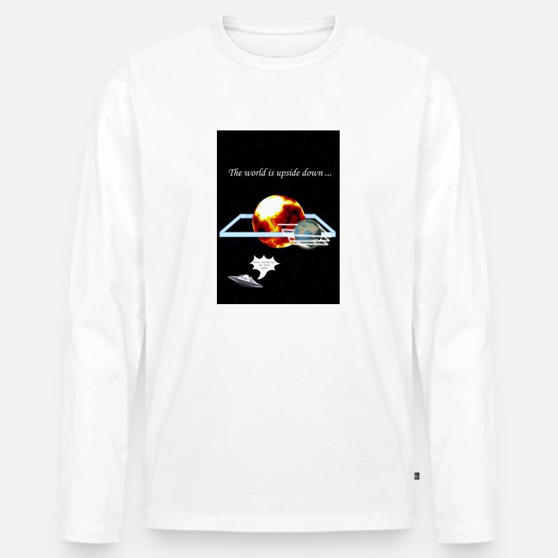 Die Welt steht Kopf - Männer Premium Bio Langarmshirt - Weiß