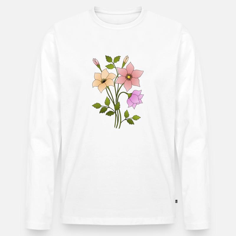 Blumen - Männer Premium Bio Langarmshirt - Weiß