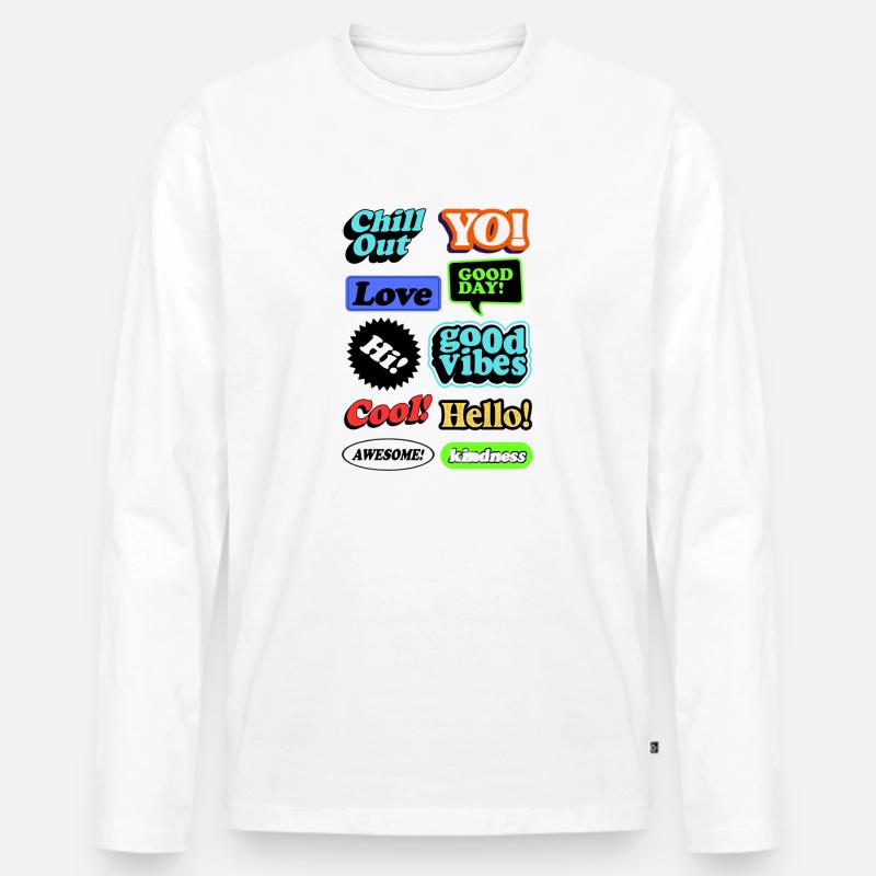 Comic graffiti Sprechblasen - Männer Premium Bio Langarmshirt - Weiß