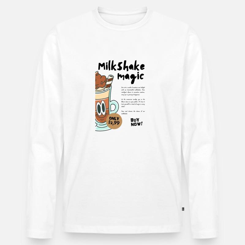 Milkshake Magic - Männer Premium Bio Langarmshirt - Weiß