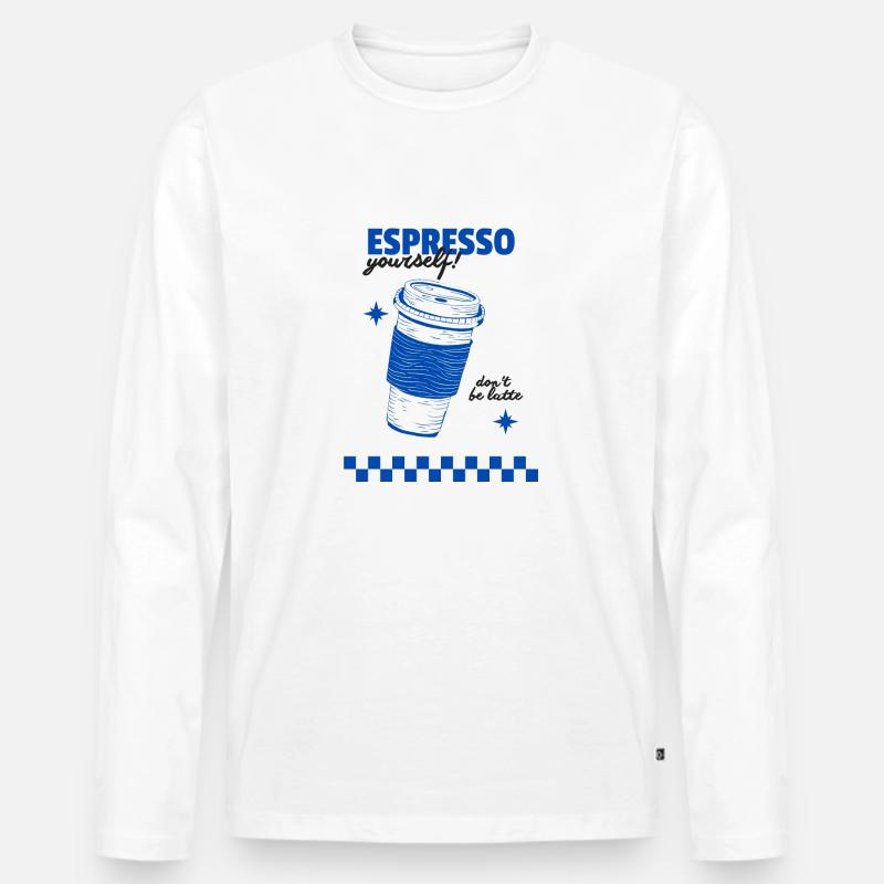 Espresso yourself - Männer Premium Bio Langarmshirt - Weiß