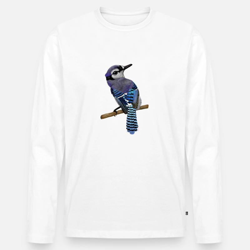 Blue Jay Vogel - Männer Premium Bio Langarmshirt - Weiß