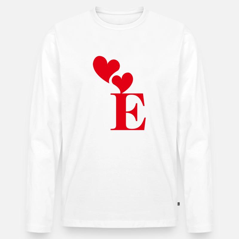 Buchstabe e rotes Herz - Männer Premium Bio Langarmshirt - Weiß