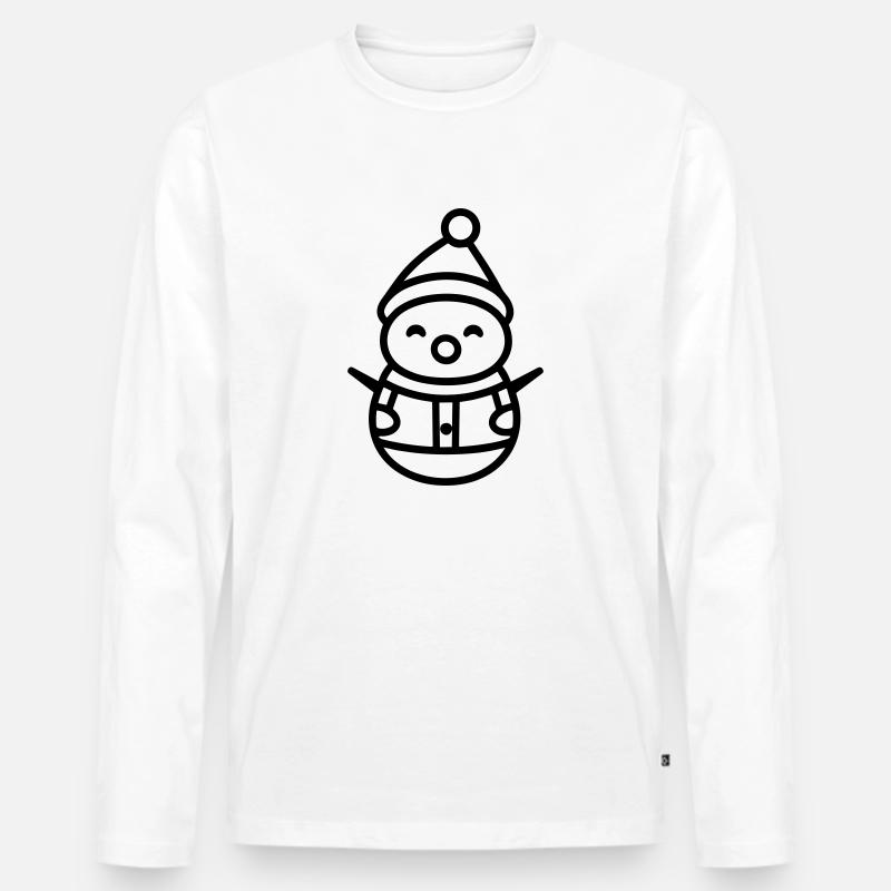 Schneemann - Männer Premium Bio Langarmshirt - Weiß