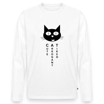 CAT - Cute Arrogant Tired - Men's Premium Organic Long Sleeve Shirt - white - Front - Nico (187cm)