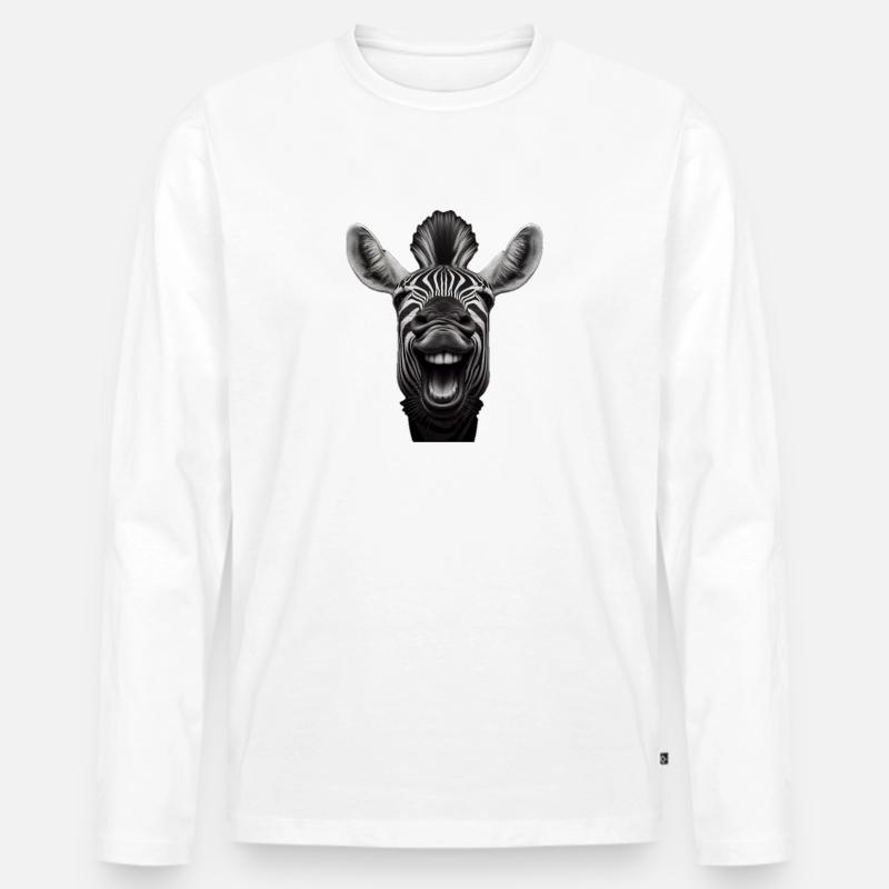 Lachender Esel 1 - Männer Premium Bio Langarmshirt - Weiß