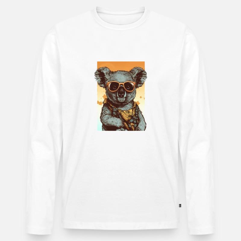 Cooler Koala mit Sonnenbrille und Hawaiihemd - Männer Premium Bio Langarmshirt - Weiß
