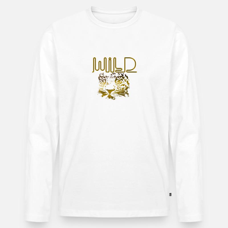 wild,gold,panther,leopard,wildkatze,wildcat - Männer Premium Bio Langarmshirt - Weiß