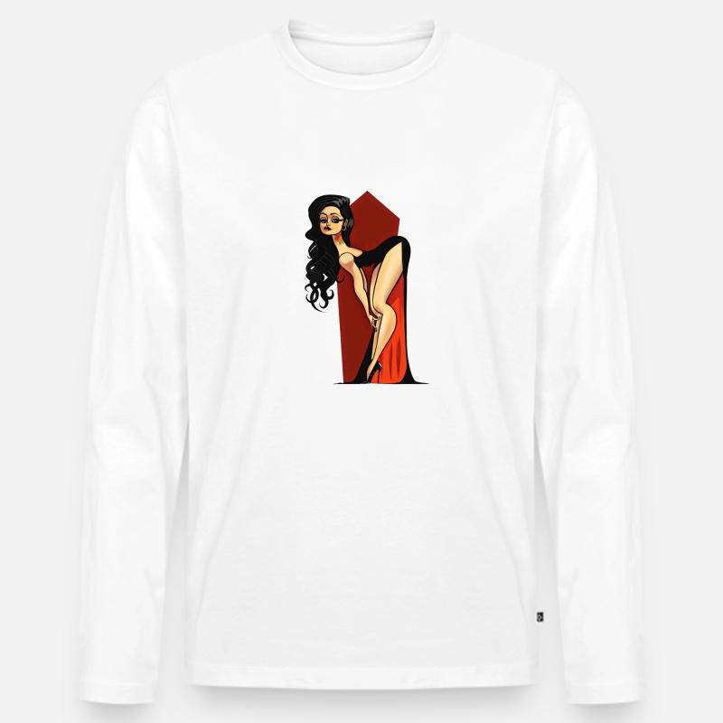 Vampire Pin-up - Männer Premium Bio Langarmshirt - Weiß
