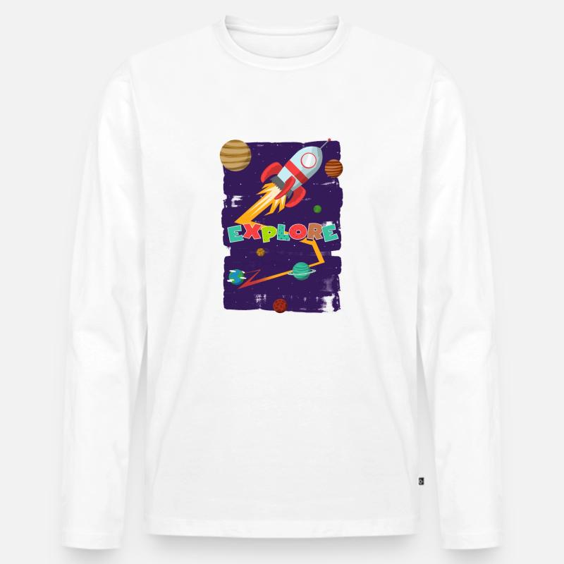 Let's go explore - Männer Premium Bio Langarmshirt - Weiß