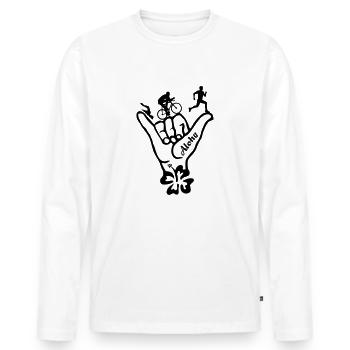 Triathlon Aloha - Männer Premium Bio Langarmshirt - Weiß - Vorne - Nico (187cm)