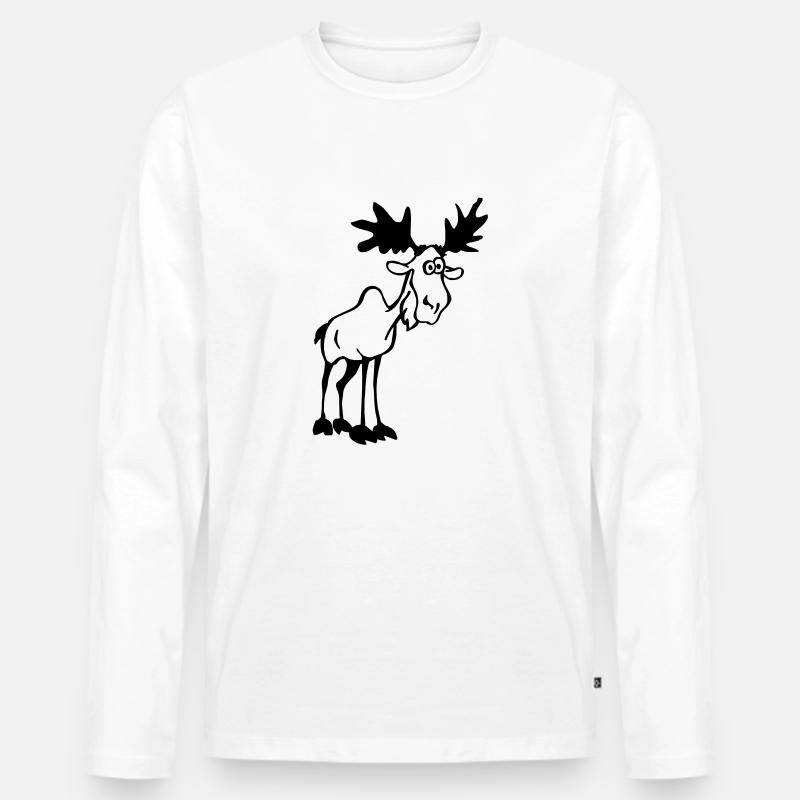 Lustiger Elch - Männer Premium Bio Langarmshirt - Weiß