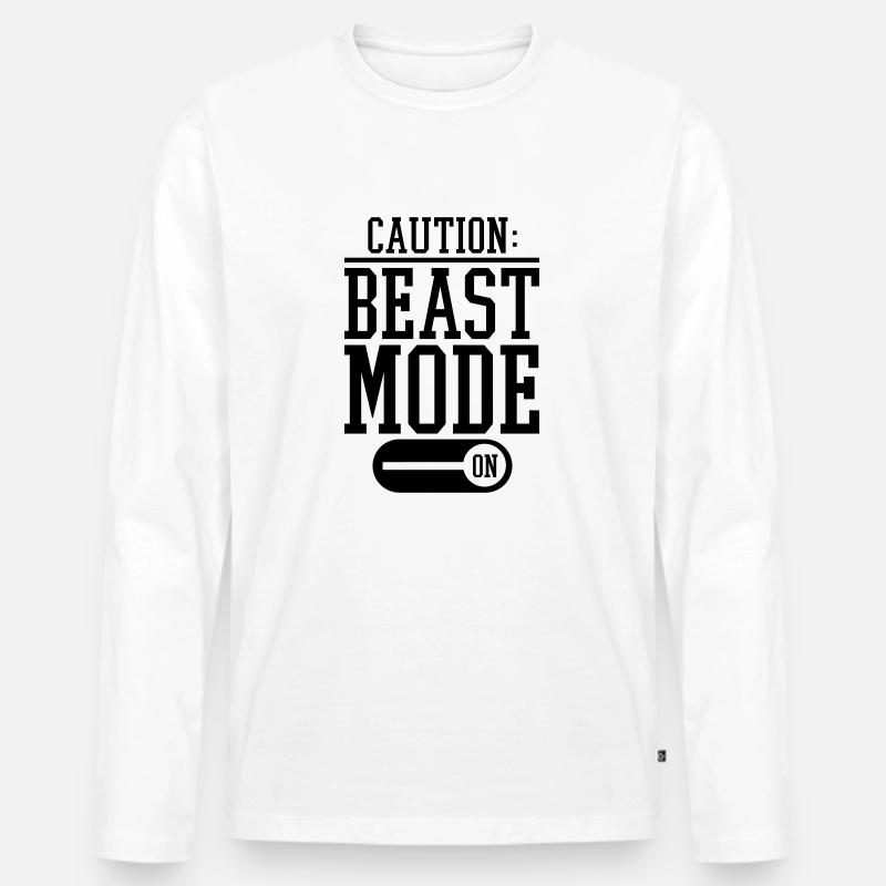 caution_beast_mode_on_f1 - Männer Premium Bio Langarmshirt - Weiß