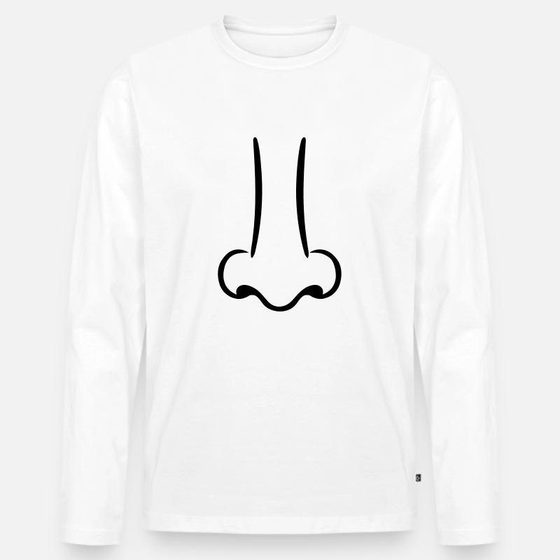 Nase - Männer Premium Bio Langarmshirt - Weiß
