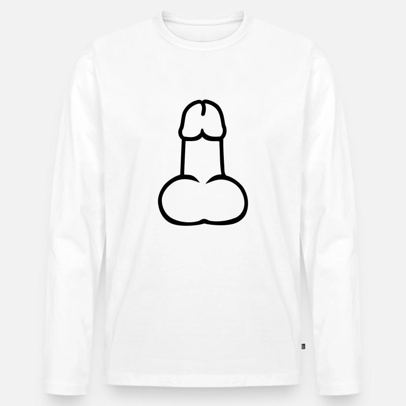 Penis - Männer Premium Bio Langarmshirt - Weiß