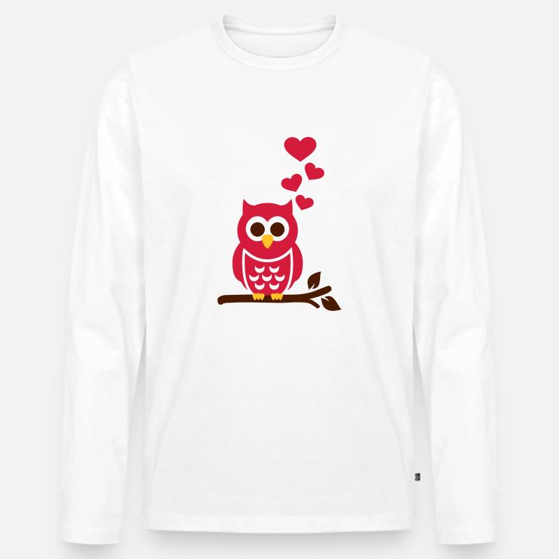 Eule - Männer Premium Bio Langarmshirt - Weiß